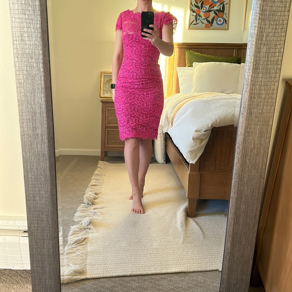 Hot pink delicate lace dress